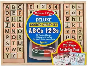 Melissa & doug | luxe houten abc/123-stempelset | kunst en knutselen | stempelsets en sjablonen | 3+ | cadeau voor jongens en