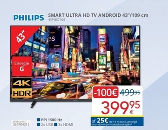Eldi Philips smart ultra hd tv android 43/109 cm aanbieding