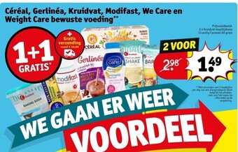 Kruidvat Céréal, gerlinéa, kruidvat, modifast, we care en weight care bewuste voeding aanbieding