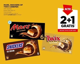 Mars, snickers of twix ijsrepen
