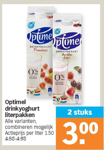 Albert Heijn Optimel drinkyoghurt literpakken aanbieding