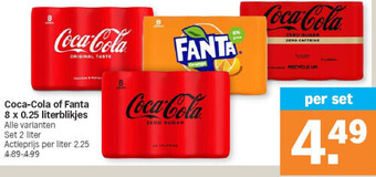 Albert Heijn Coca-cola of fanta 8 x 0.25 literblikjes aanbieding