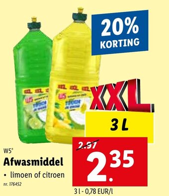 Lidl W5 Afwasmiddel 3L aanbieding