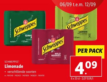 Lidl SCHWEPPES Limonade aanbieding