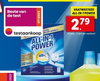 Lidl VAATWASTABS ALL-IN-1 POWER aanbieding
