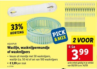 AQUAPUR Waslijn, wasknijpermandje of wasknijpers