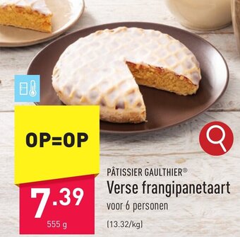 ALDI PÂTISSIER GAULTHIER Verse frangipanetaart aanbieding