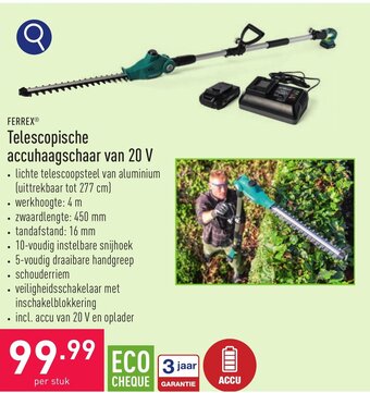 ALDI FERREX Telescopische accuhaagschaar van 20 V aanbieding
