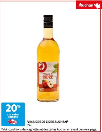 Auchan VINAIGRE DE CIDRE 75 cl aanbieding