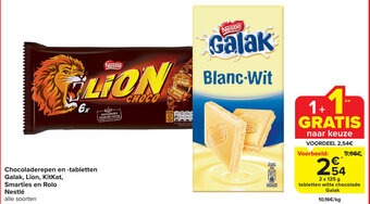 Carrefour Market Chocoladerepen en -tabletten Galak, Lion, KitKat, Smarties en Rolo Nestlé aanbieding