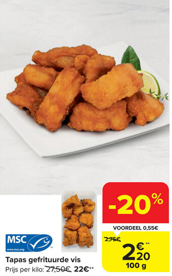 Carrefour Market Tapas gefrituurde vis 100 g aanbieding