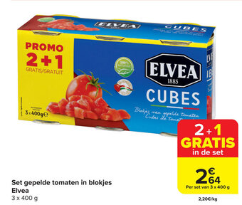 Carrefour Market Set gepelde tomaten in blokjes Elvea aanbieding