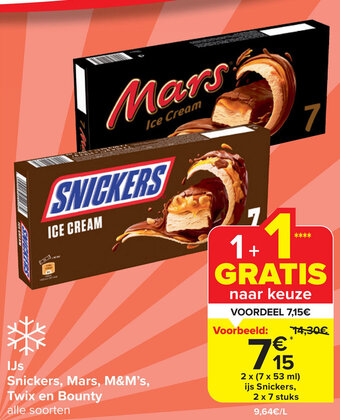 Carrefour Market Snickers, Mars, M&M's, Twix en Bounty aanbieding