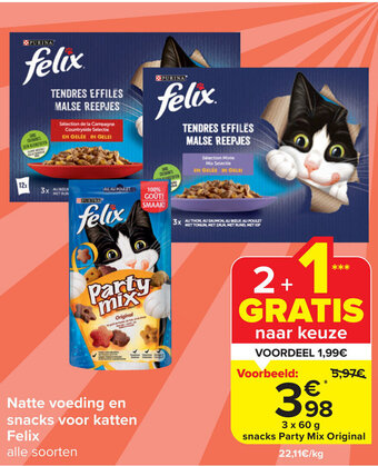Carrefour Market Natte voeding en snacks voor katten Felix aanbieding