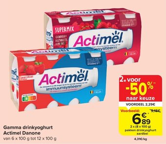 Carrefour Market Gamma drinkyoghurt Actimel Danone aanbieding