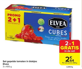 Carrefour Market Set gepelde tomaten in blokjes Elvea aanbieding