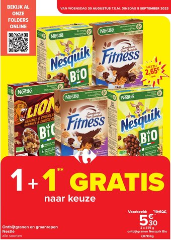 Carrefour Market Ontbijtgranen en graanrepen Nestlé aanbieding