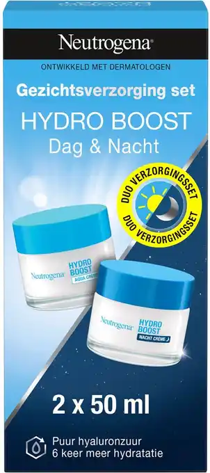 Bol.com Duo neutrogena hydro boost, vochtinbrengende dag- en nachtcrème met hyaluronzuur, olievrij 2x 50 ml aanbieding