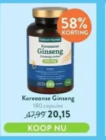Holland & Barrett Koreanse ginseng 180 capsules aanbieding