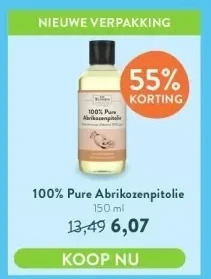 Holland & Barrett 100% pure abrikozenpitolie 150 ml aanbieding