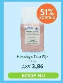 Holland & Barrett Himalaya zout fijn 1 kilo aanbieding