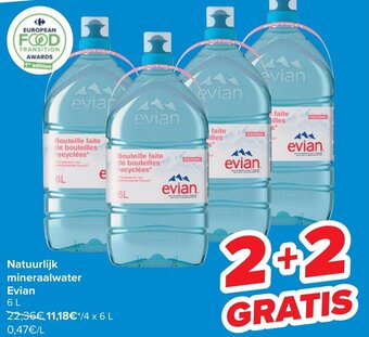 Carrefour Evian Natuurlijk mineraalwater 6L aanbieding