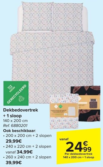 Carrefour Dekbedovertrek + 1 sloop 140 x 200 cm aanbieding