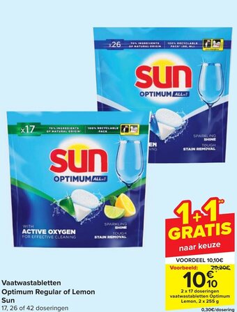 Carrefour Sun Vaatwastabletten Optimum Regular of Lemon aanbieding