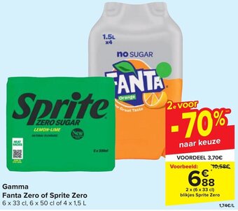 Carrefour Gamma Fanta Zero of Sprite Zero aanbieding