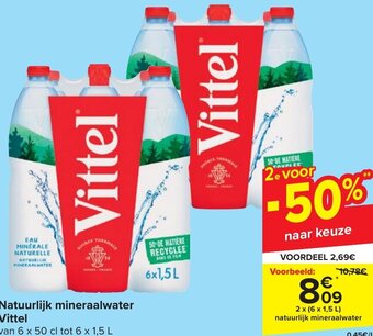 Carrefour Vittel Natuurlijk mineraalwater 2 x (6 x 1,5 L) aanbieding