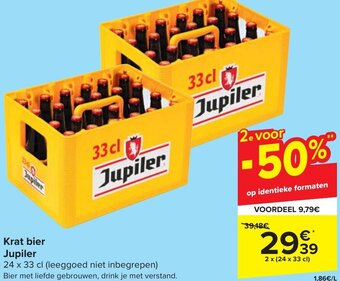 Carrefour Jupiler Krat bier 2 x (24 x 33cl) aanbieding