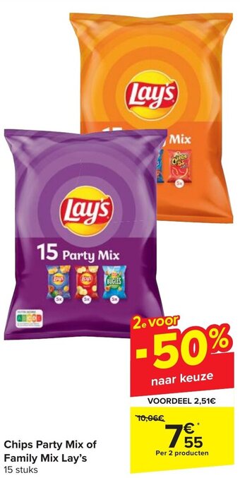 Carrefour Chips Party Mix of Family Mix Lay's aanbieding