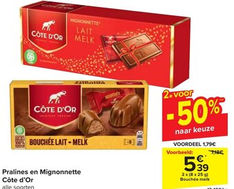 Carrefour Côte d'Or Pralines en Mignonnette aanbieding