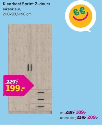 Leen Bakker Kleerkast sprint 2-deurs aanbieding