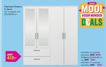 Leen Bakker Kleerkast orleans 4-deurs aanbieding