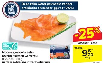 Carrefour Noorse gerookte zalm Kwaliteitsketen Carrefour 300g aanbieding
