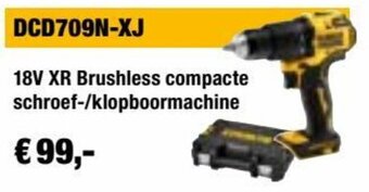 DeWALT DCD709N-XJ 18V XR Brushless compacte schroef-/klopboormachine aanbieding