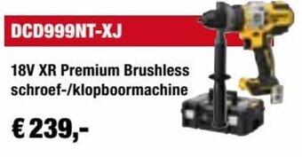 DeWALT DCD999NT-XJ 18V XR Premium Brushless schroef-/klopboormachine aanbieding