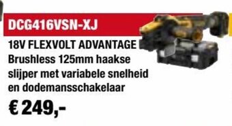 DeWALT DCG416VSN-XJ 18V FLEXVOLT ADVANTAGE Brushless 125mm haakse slijper met variabele snelheid en dodemansschakelaar aanbieding