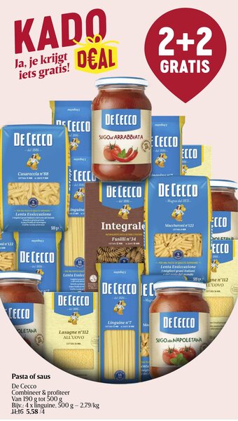 Delhaize Pasta of saus aanbieding