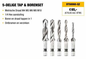 DeWALT 5-DELIGE TAP & BORENSET DT50060-QZ aanbieding