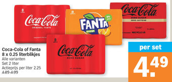 Albert Heijn Coca-Cola of Fanta 8 x 0.25 literblikjes aanbieding