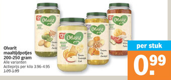 Albert Heijn Olvarit maaltijdpotjes 200-250 gram aanbieding