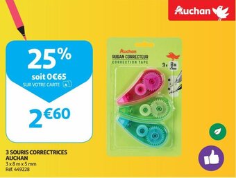Auchan 3 SOURIS CORRECTRICES aanbieding