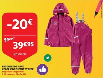 Auchan ENSEMBLE DE PLUIE COLOR KIDS ENFANT ET BÉBÉ aanbieding