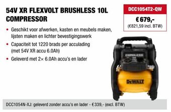 54V XR FLEXVOLT BRUSHLESS 10L COMPRESSOR