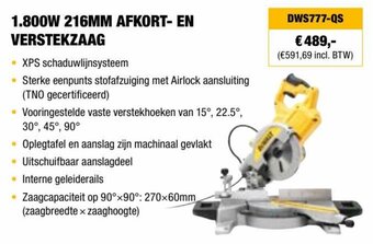 DeWALT 1.800W 216MM AFKORT- EN VERSTEKZAAG aanbieding