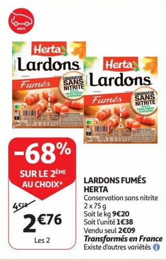 Auchan LARDONS FUMÉS HERTA aanbieding