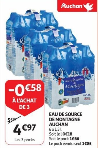 Auchan EAU DE SOURCE DE MONTAGNE aanbieding