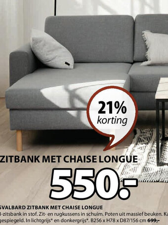 Jysk ZITBANK MET CHAISE LONGUE aanbieding